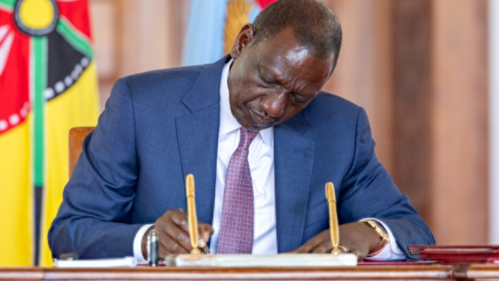 Kenya's President William Ruto assenting to a bill